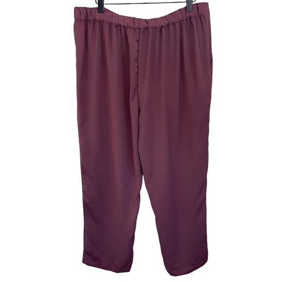 14th and Union burgundy sass elastic back soft straight leg pants extra large - Picture 4 of 12